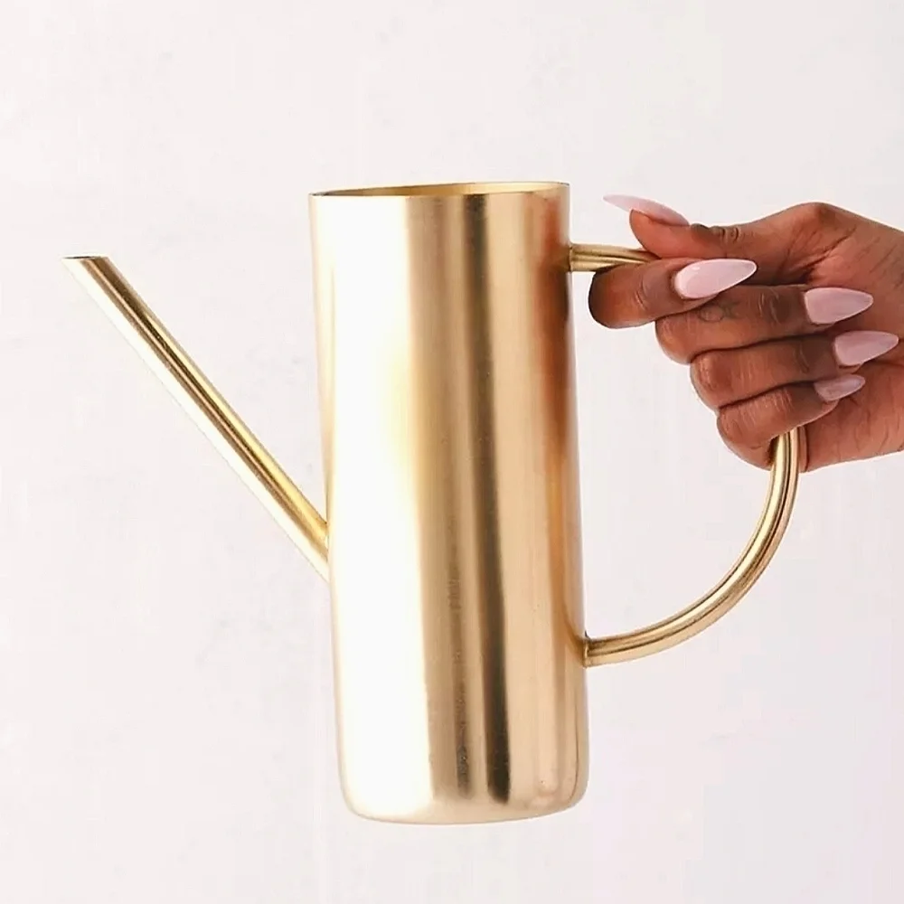 Roxy Watering Can Vase in Rubbed Gold Tone Size Large NWT